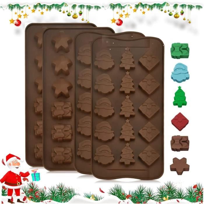 4 Pcs Noël Moule Chocolat sans BPA Moule en Silicone Moule à Bonbon Moule  Silicone 3D Moule Patisserie pour Chocolat Bonbon Déco - Cdiscount Maison