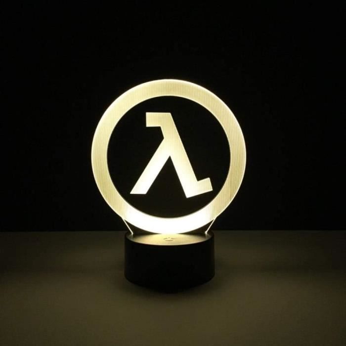 Lampada LED Half-Life Logo A Colori Variabili - Luce Notturna 3D Con Ricarica USB, Regalo Per Gamer E Fan Della Saga Valve, Effetto Ottico Illuminato