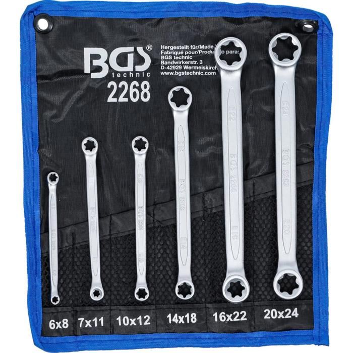 Clés Torx Double OEil - Jeu De 6 Clés Profil E De E6 à E24
