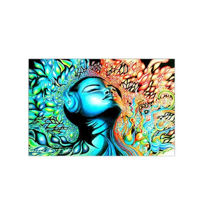 Peinture En Toile Dessin Psychedelique Art Mural Poster Sans Cadre Decoration Ornement Maison Bar Cafe Boutique Achat Vente Tableau Toile Cdiscount
