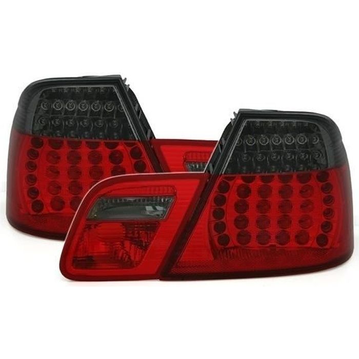 2 FEUX ARRIERE LED BMW SERIE 3 E46 COUPE PHASE 1 DE 04/1999 A 03/2003 ROUGE ET NOIR TRANSLUCIDE