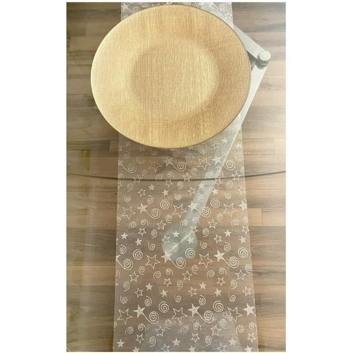 Chemin De Table Organza Noir Argente Decoration Mariage