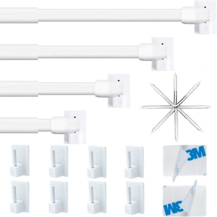 Tringle Rideau Sans Percage, Lot de 6 Tringles Extensibles 30-50cm
