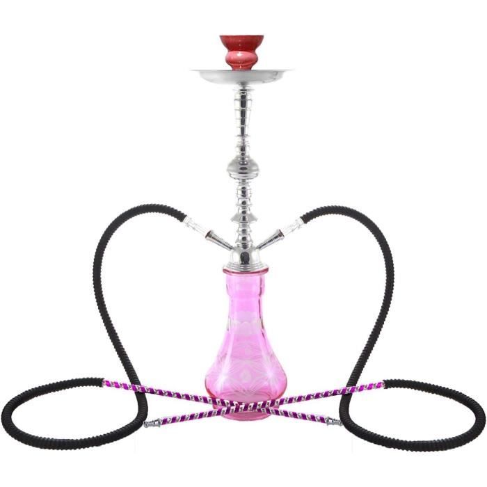 Hookah 50cm Rose Double 2 Tuyaux shisha Chicha Narguile sans tabac