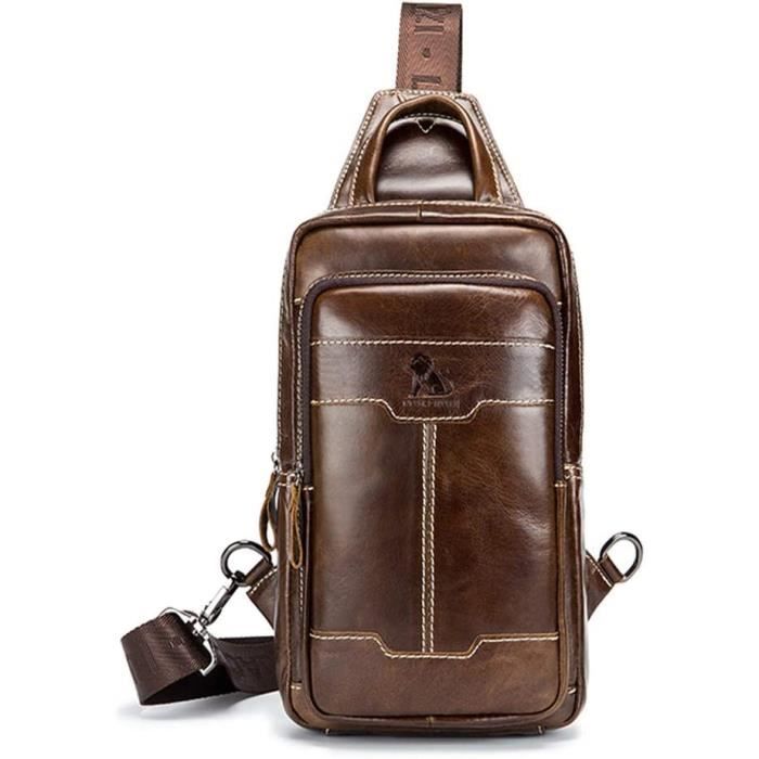Sac Bandoulière Homme Leathario Cuir Véritable - Sacoche Sport, Voyage, Quotidien