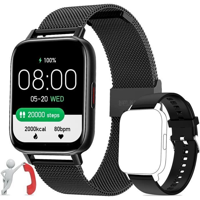 Montre Connectée Sport Avec Podomètre, Fréquence Cardiaque 24h, Notifications Appels - Étanche - Pour Android Et IOS