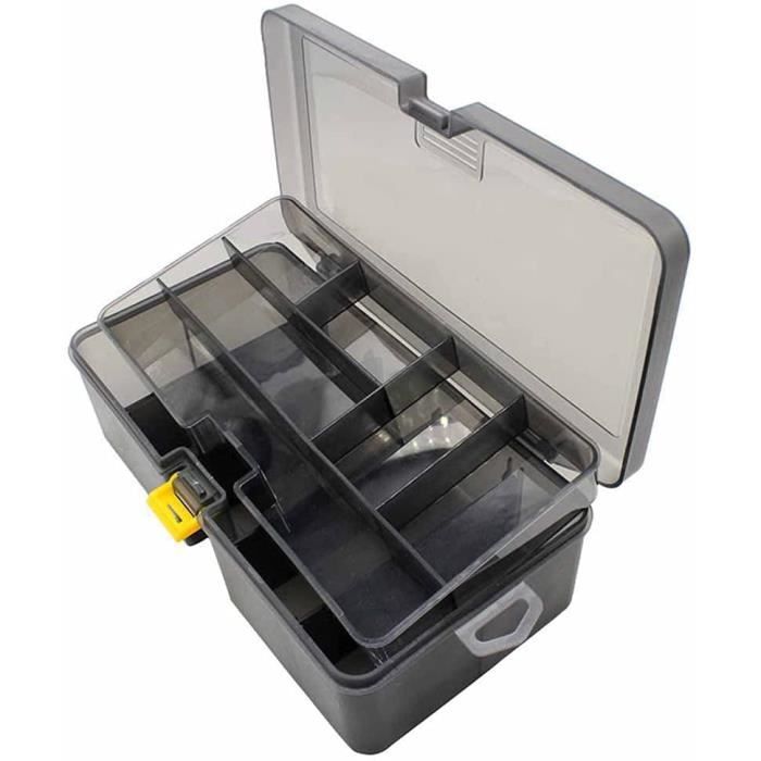 2 Pcs Boîtes à Pêche Double Face 14 Compartiments Organisateur De Leurres Une Poign E
