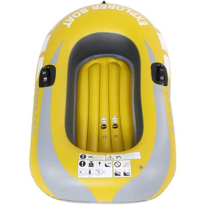 Bateau Gonflable 1 Personne PVC - Kayak Pêche, 150kg Max, Transport Facile, Jaune