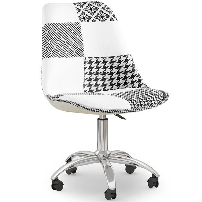 chaise de bureau pivotante - tissu patchwork - sam  multicolore 48