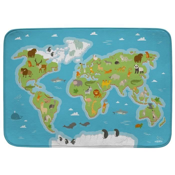 Tapis de jeu carte du monde pour enfants | Tapis éducatif