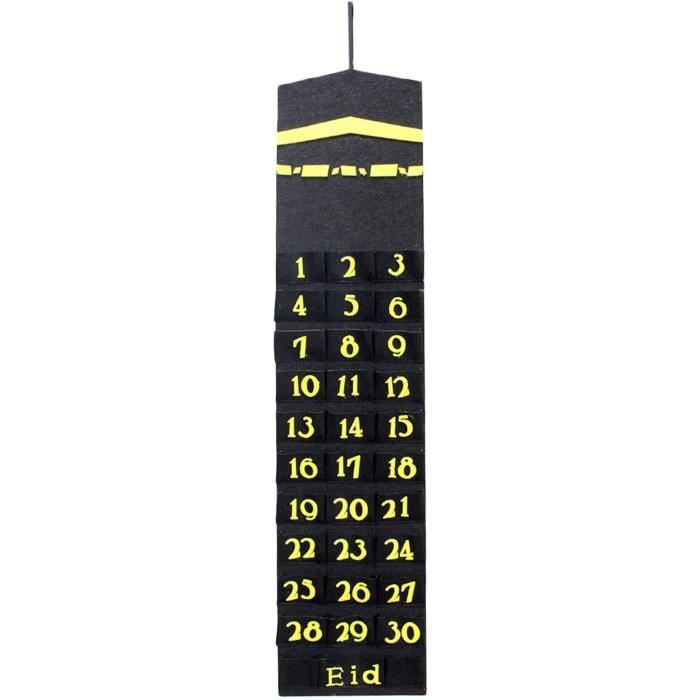 Calendrier Ramadan En Bois Avec Guirlande LED Lumineuse - Décoration Eid Mubarak 3D