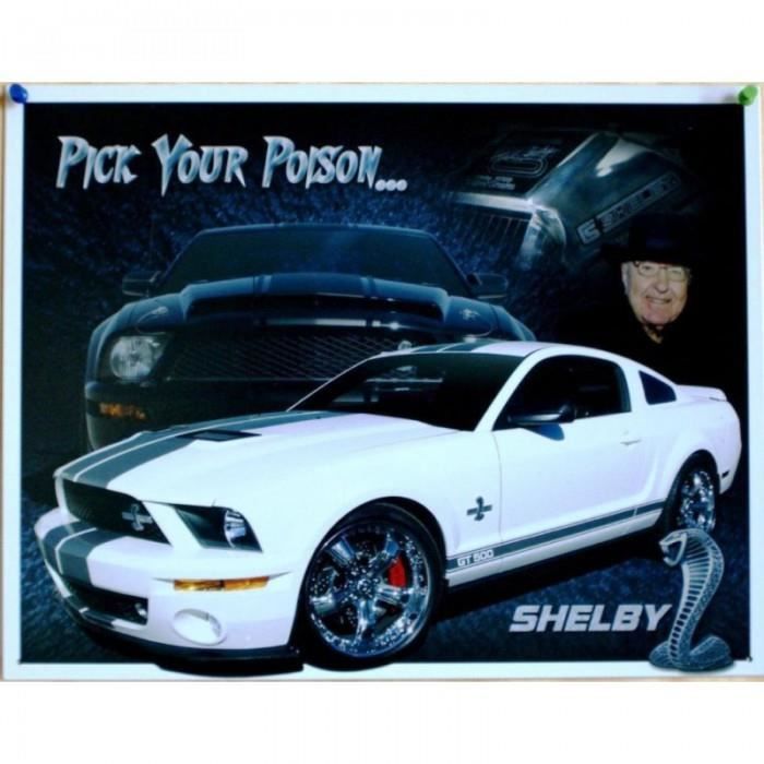 Plaque ford mustang shelby blanche pick your poison tole usa