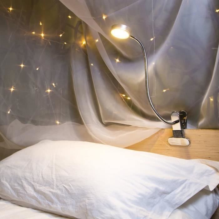 Lampe à clip - ZGEER - LED - 3 modes déclairage - 9 niveaux de luminosité - Argent