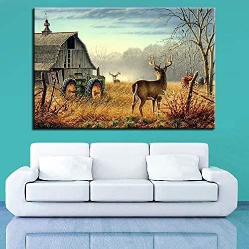 Vache Drôle Prairie Décoration Murale Vache Drôle - Déco Murale Humour Campagne - 100x57 Cm Tableau Toile