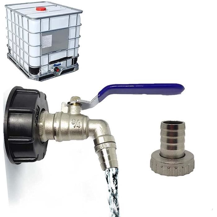Robinet Pour Cuve 1000L Récupérateur Eau De Pluie - Laiton, Filetage 60mm - Adaptateur IBC, Raccord 1/2" Pour Arrosage Jardin