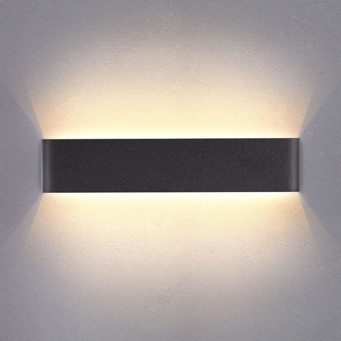 GuO Applique Murale Interieur LED Noir 14W 3000K Lampe Murale Blanc Chaud Moderne Design AC 220V pour Chambre Salon Escalier