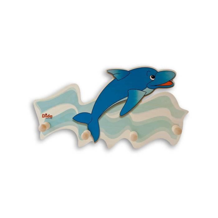 Dida Porte Manteaux Enfant Dauphin Porte Manteau Mural En Bois Pour Chambres D Enfant Et Bebe Avec Des Animaux Marins Cdiscount Maison