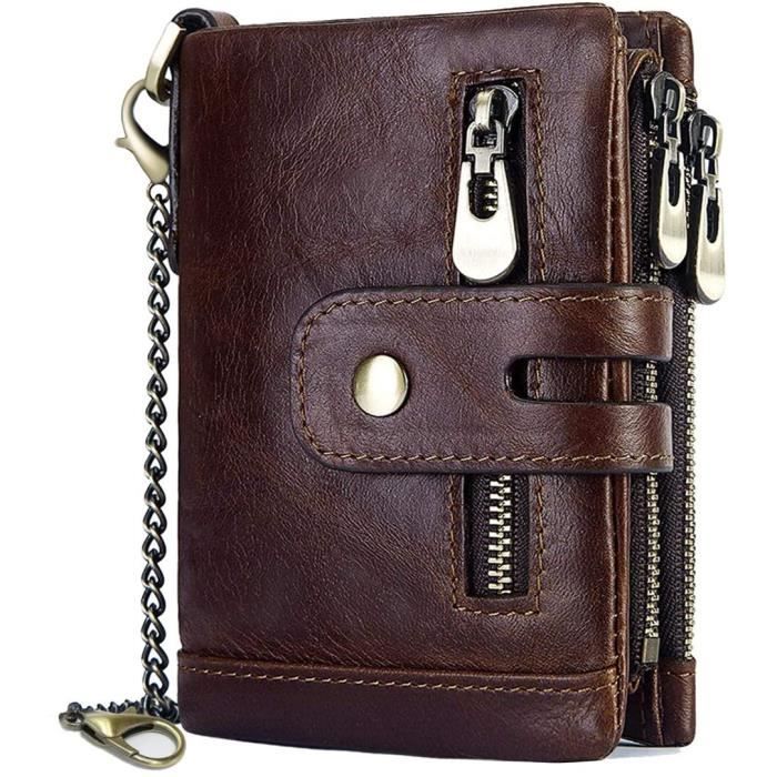 Portefeuille Homme Anti-RFID En Cuir Avec Fermeture - Protection Des Cartes - Neuf Avec étiquettes