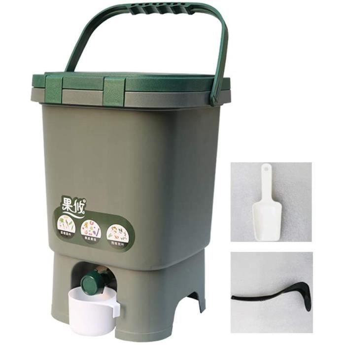 Bac à compost de cuisine, poubelles d'intérieur avec couvercle, corbeille  de composition de jardin avec filtre, 2.6/5.2 gallon seau à compost avec