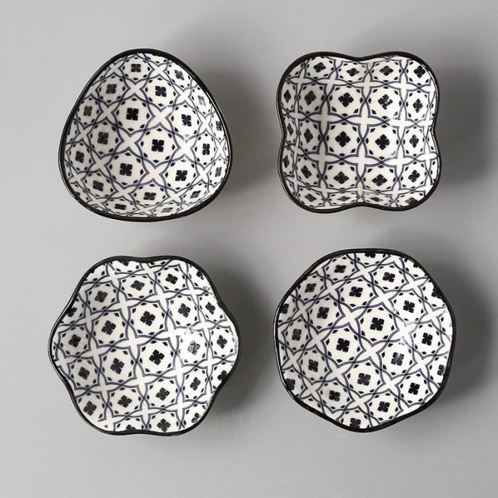 Lot De 6 Petits Bols à Sauce Soja En Céramique Bleu Et Blanc - Mini Soucoupes Empilables Pour Sushi, Dessert, Apéro, Sauce & Condiments