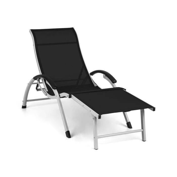 chaise longue blumfeldt sunnyvale - aluminium - 4 positions de dossier - noir