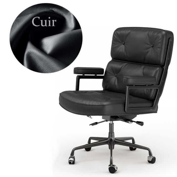 furgle fauteuil de bureau cuir éponge haute densité aluminium ergonomique hauteur réglables 68 x 76 x 88 - 98 cm noir