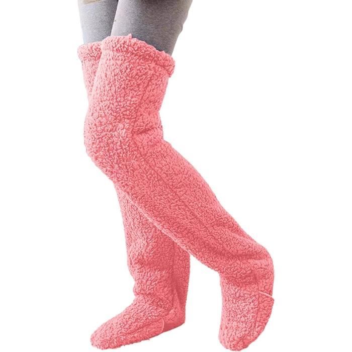 2 Paires Chaussettes Thermiques Chaudes Femme - Laine Épaisse Broderie Lilas + Rose Clair