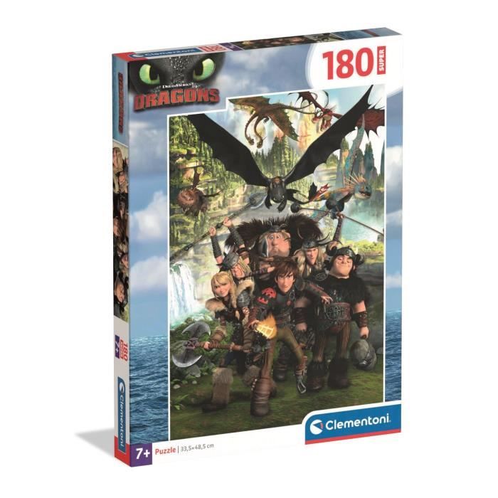 Clementoni Puzzle Enfant 180 Pièces Dragontrainer Fabriqué en Italie 29793