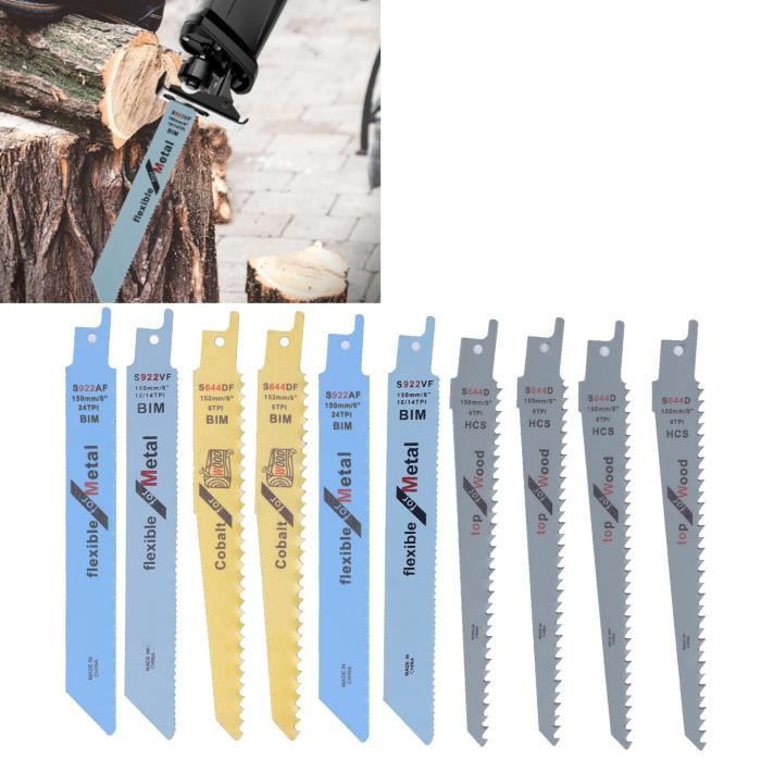 Lot 10 Lames Scie Sabre Universelles Acier Carbone - Pour Coupe Bois, Métal, Bois Avec Clous - Compatibles Multi-Marques S644D S922VF Etc.