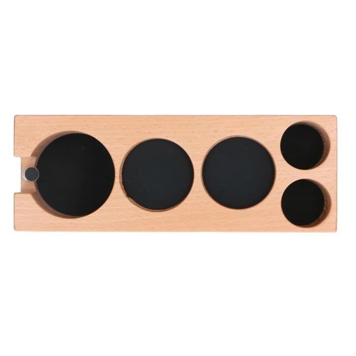 Support En Bois Pour Café - Station De Tamping Avec 5 Trous (51mm) - Range Dosettes, Aiguille Et Tasse - Design Anti-Dérapant