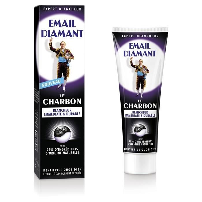 LOT DE 4 - EMAIL DIAMANT Le charbon - Dentifrice blancheur immédiate et durable 75 ml