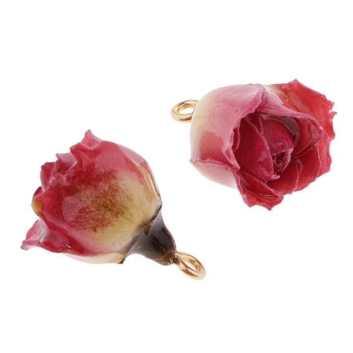 Véritable Rose Naturelle séché Fleur Verre Collier Boucles d'oreilles Set Femme famille Bijoux