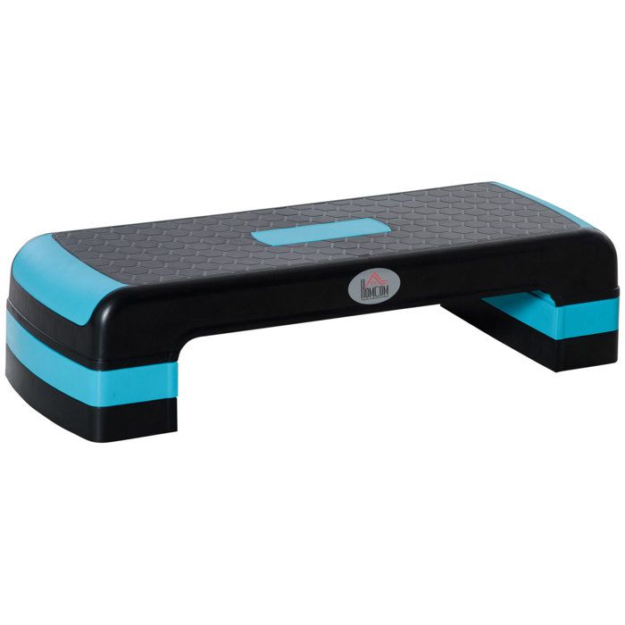 Stepper aérobic fitness - HOMCOM - hauteur réglable 3 niveaux antidérapante sport maison - plastique - 78x28x20cm - noir bleu