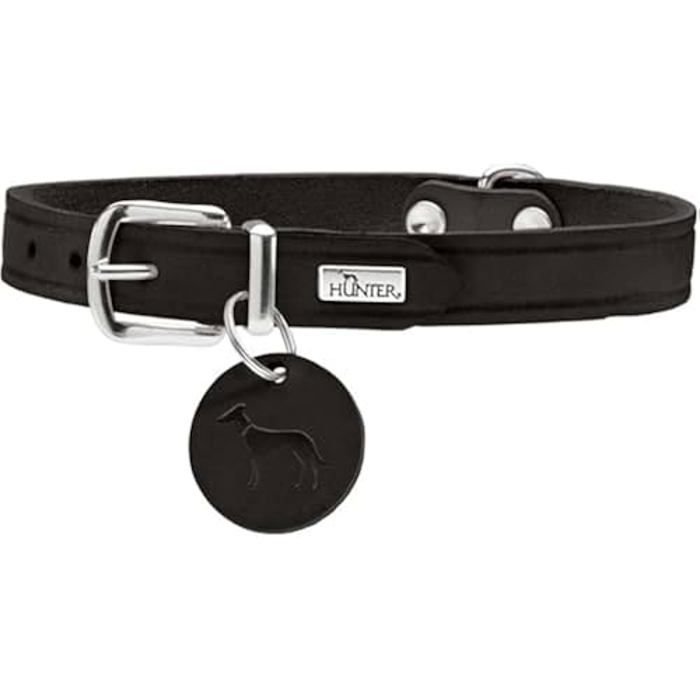 Comparer les prix de Collier - HUNTER - Aalborg - Cuir de Vache véritable - Souple - Noir - Taille 37-43 cm