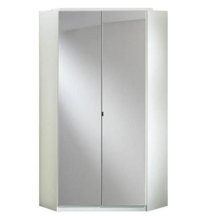 Armoire D Angle Cooper 2 Portes Miroirs 95 95 Coloris Laque Blanc