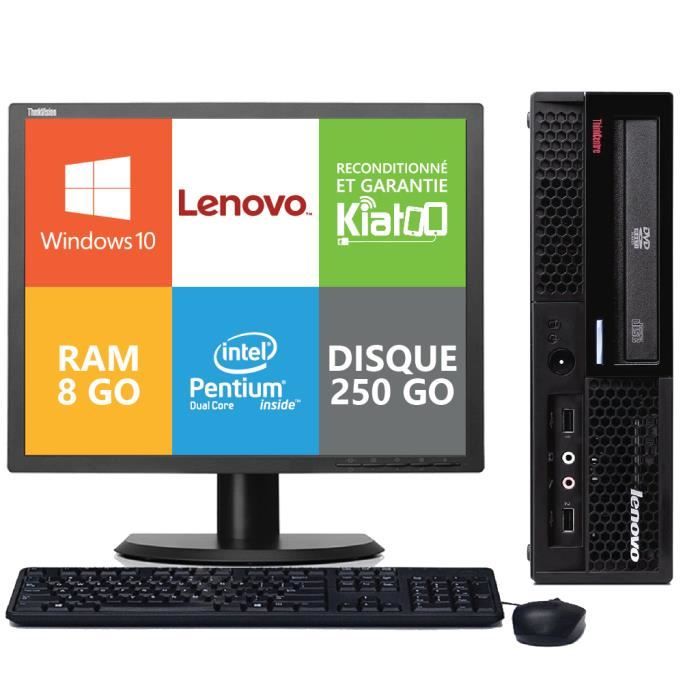 Pc bureau LENOVO Thinkcentre M57 dual core 8 go ram 250 go disque dur avec écran 17 poucesordinateur reconditionnéwindows 10 - Lenovo