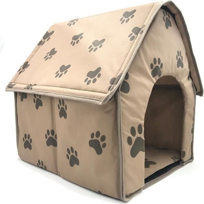 Comparer les prix de Petite niche - pour chien - Nest Paw Print - Maison de couchage portable détachable pour chien et chat - marron