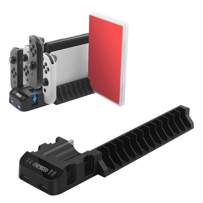 Quad JoyCon Station de chargement avec support de disque de jeu pour