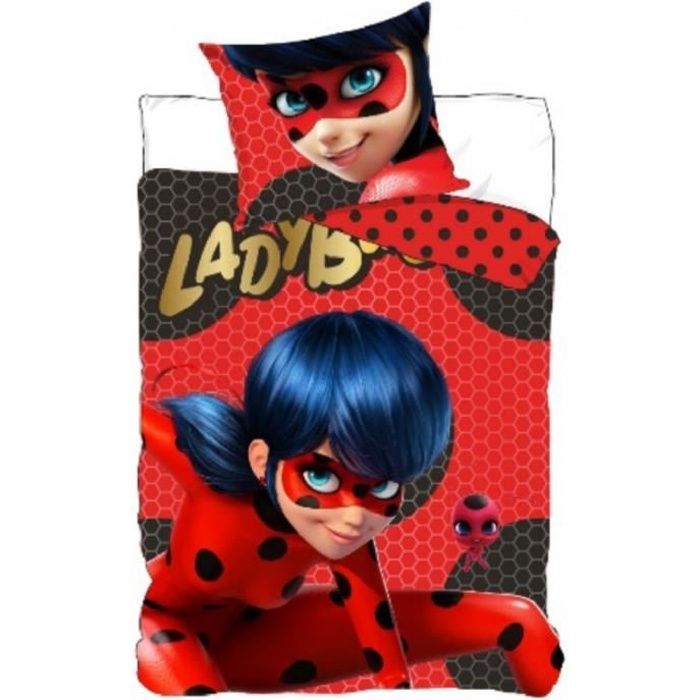 Housse De Couette Ladybug Parure De Lit Miraculous Chat Noir Cdiscount Maison