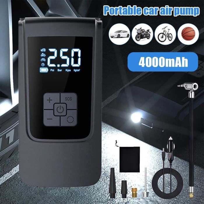 Pompe Portable Led Urgence Compresseur D'air Portable 12V 150 PSI - Gonfleur Pneus Auto/vélo Avec Arrêt Auto Et Lumière LED - 5 Modes Gonfleur Pneu Voiture 150psi