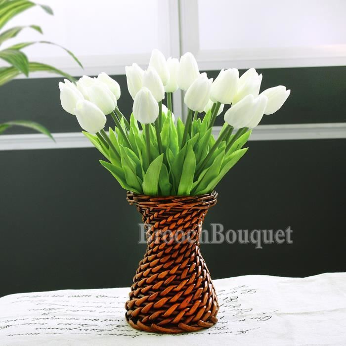 Bouquet 6/12/18/24pcs Tulipe Blanche en mousse Fleur Artificielle  Décoration mariage Soirée Fête - Cdiscount Maison