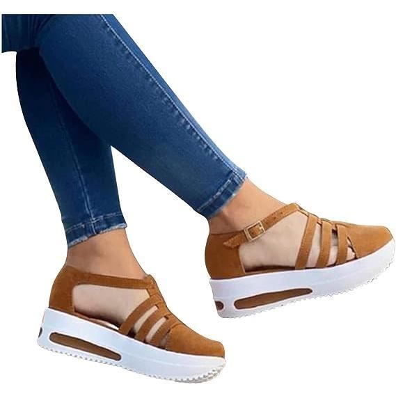 Sandales talon plat bout fermé femmes gland discount