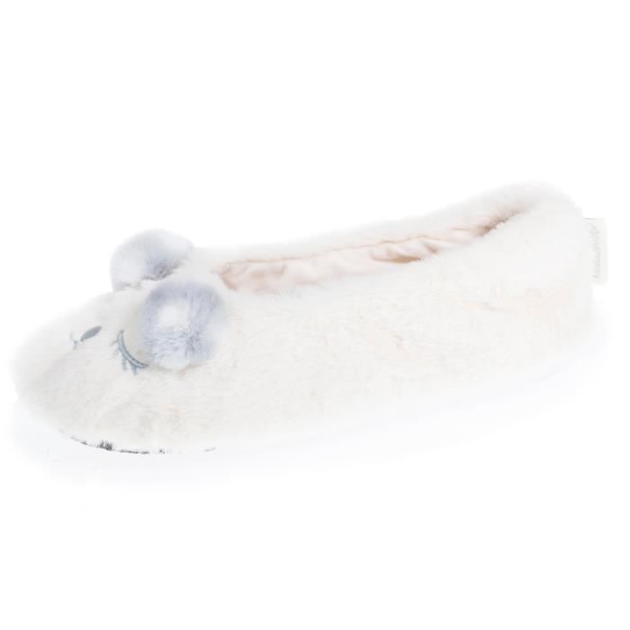 Chaussons en fausse fourrure et semelle picots antid rapants