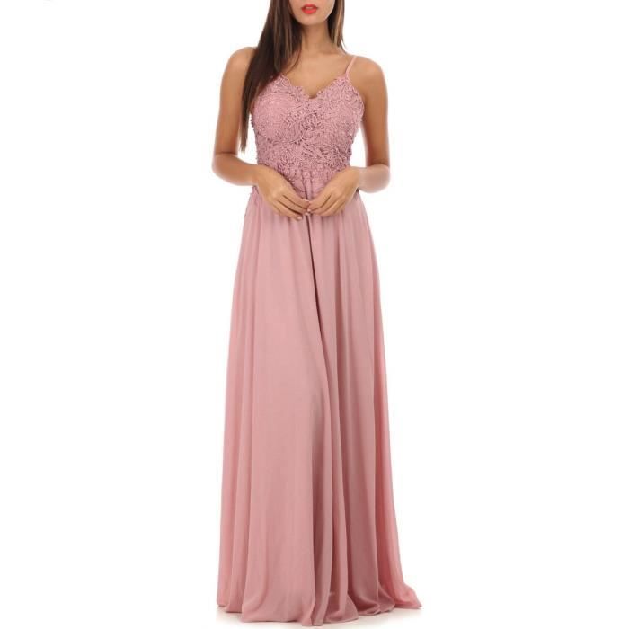 Robe Longue Vieux Rose Fluide A Broderies Rose Cdiscount Pret A Porter