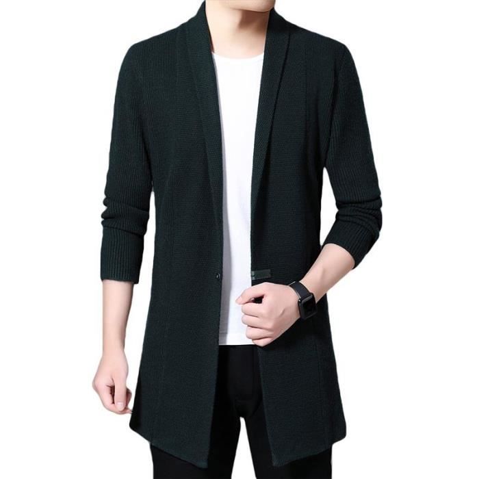 Cardigan Homme en Tricot Gilet Col semi-ouvert Mi-longueur Manches Longues  Slim Fit Pour Printemps et Automne Couleur Unie Vert Vert - Cdiscount  Prêt-à-Porter