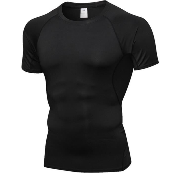 Tee Shirt Compression MEETYOO Homme - Manches Courtes Pour Sport, Running, Gym - Respirant Et Élastique