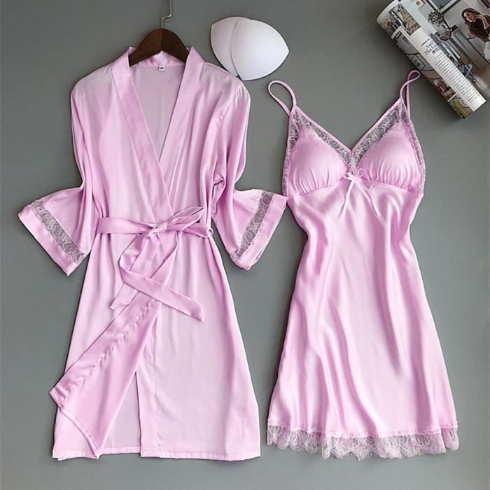 Nouveau pyjama en soie satin e chemise de nuit femmes Robes sous