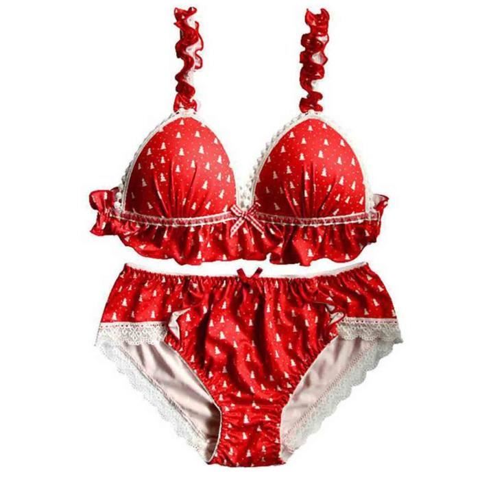 Femmes Sexy Rouge Noel Lingerie Bikini Soutien Gorge String Pyjama Sous Vetements Ensemble l34421 Rouge Cdiscount Pret a Porter