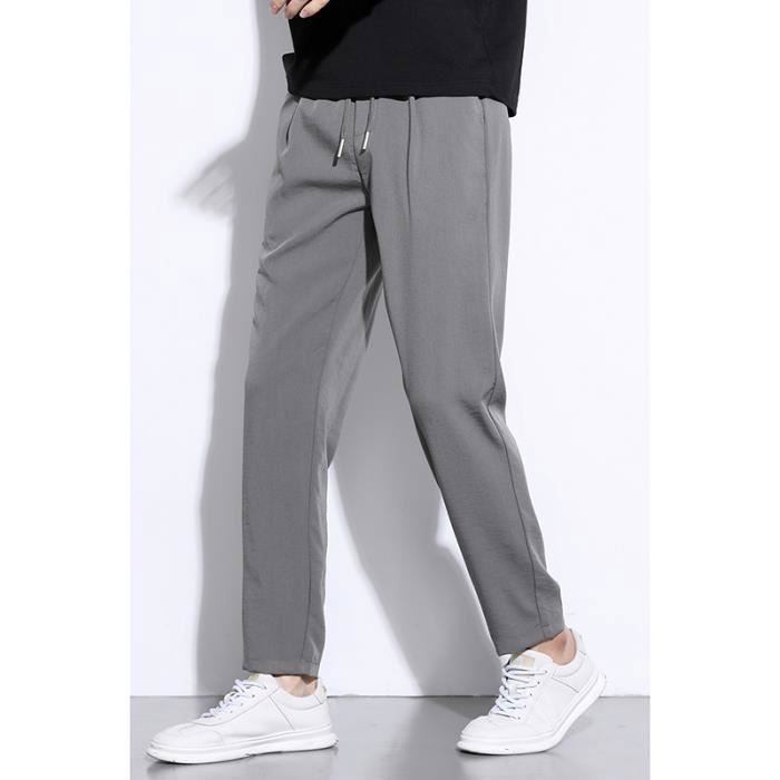 Pantalon de jogging en coton coupe classique pour homme Gris chiné