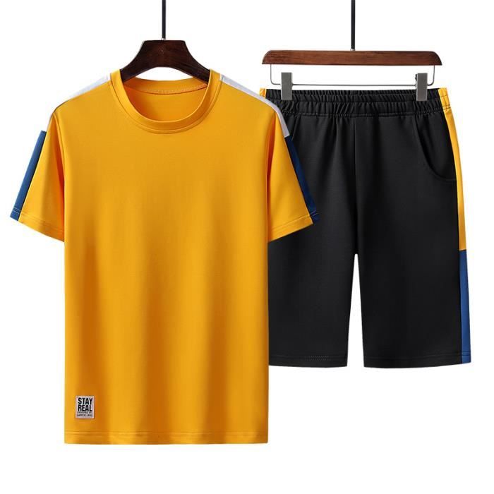 Survêtement Été Homme Amropi - Short Et Haut à Manches Courtes | Tissu Respirant, Élastique
